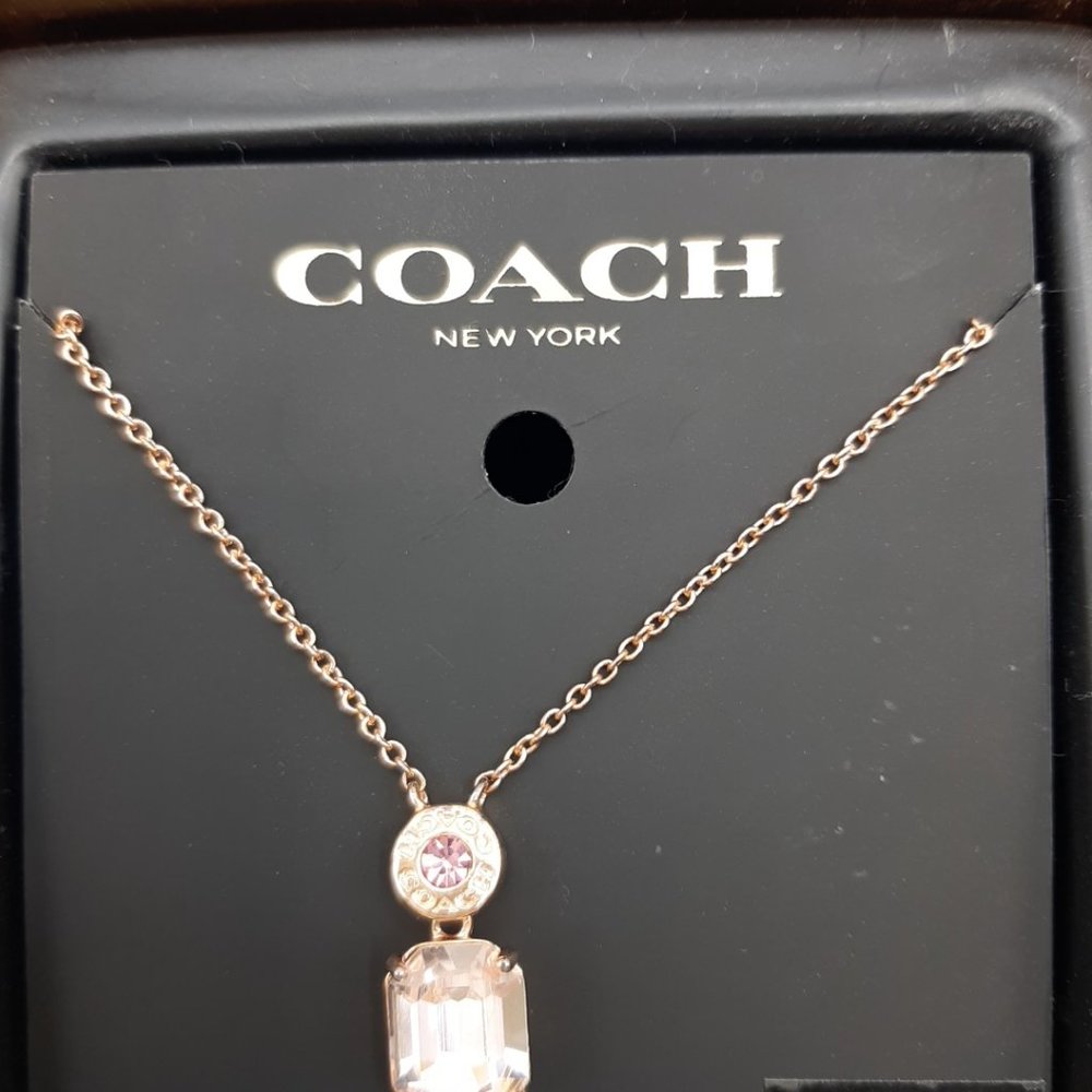 COACH F73037 Crystal Necklace - Rosegold/Pink - New with Box - Picture 1 of 3